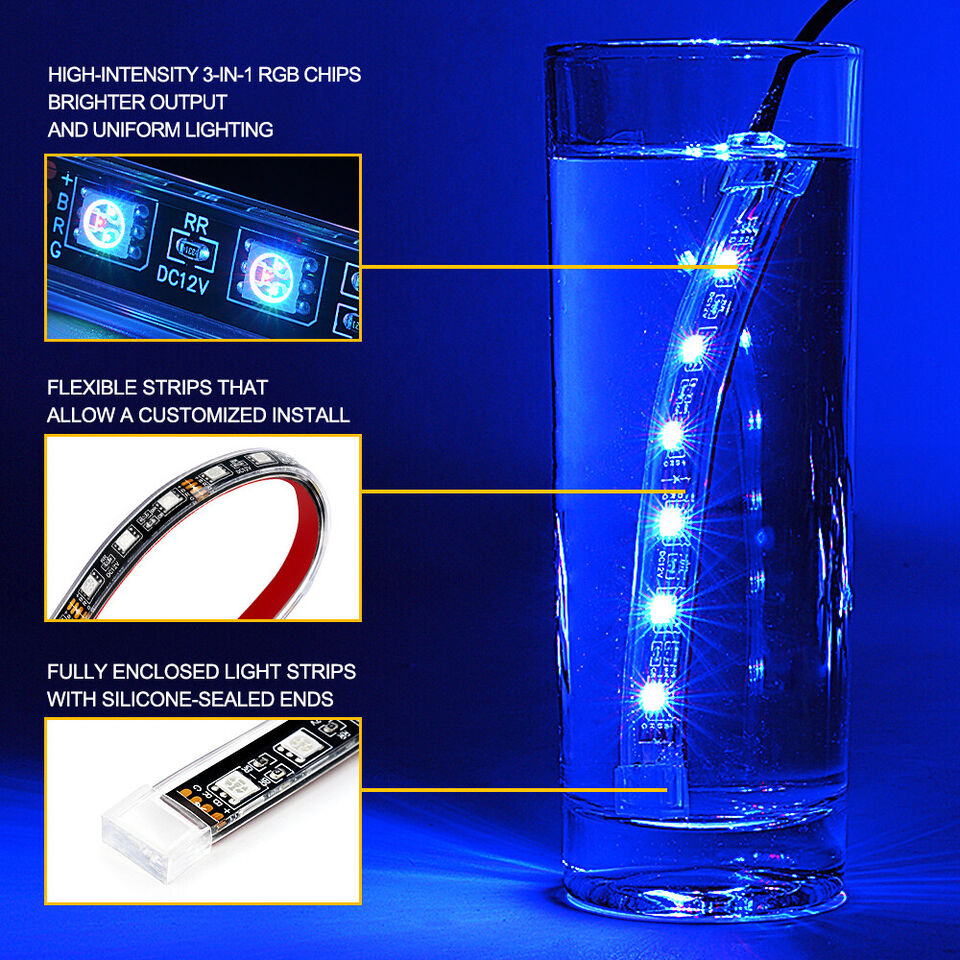 FH Modified Ultra-Glow Underbody Bluetooth Underbelly Light – pack of 10 lights , 140 Modes for all bikes, Fully Waterproof