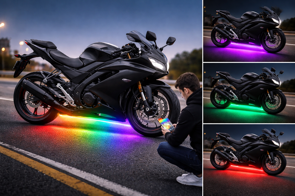 FH Modified Ultra-Glow Underbody Bluetooth Underbelly Light – pack of 10 lights , 140 Modes for all bikes, Fully Waterproof