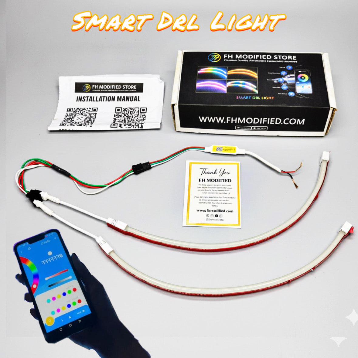 Yamaha R15 V3 Smart Bluetooth DRL Headlight Mod Kit – Multi-Colour Chasing & 140 Running Mods | Fully Waterproof