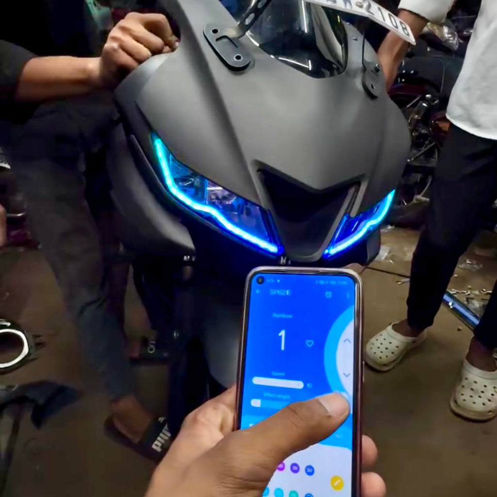 Yamaha R15 V3 Smart Bluetooth DRL Headlight Mod Kit – Multi-Colour Chasing & 140 Running Mods | Fully Waterproof