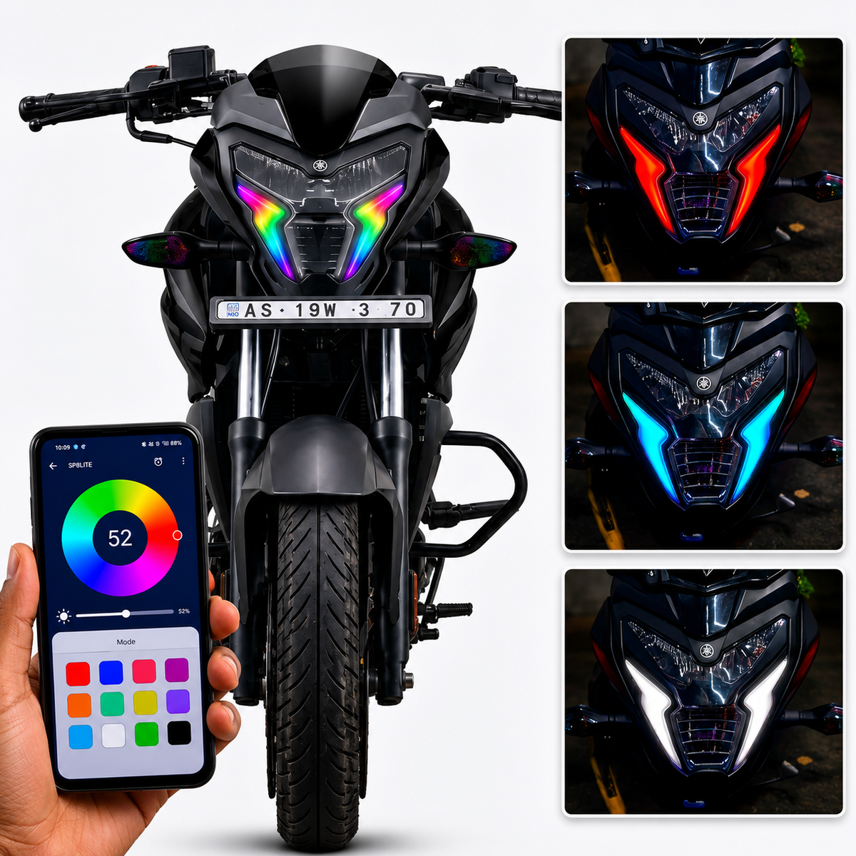 Pulsar NS125 / NS200 Smart Bluetooth DRL Lights | Custom Headlight Drl Rgb App controlled 144 Matrix Modes